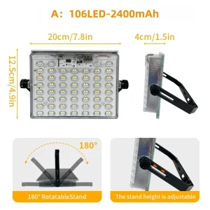 Solar LED Flashlight USB Rechargeable Camping Light